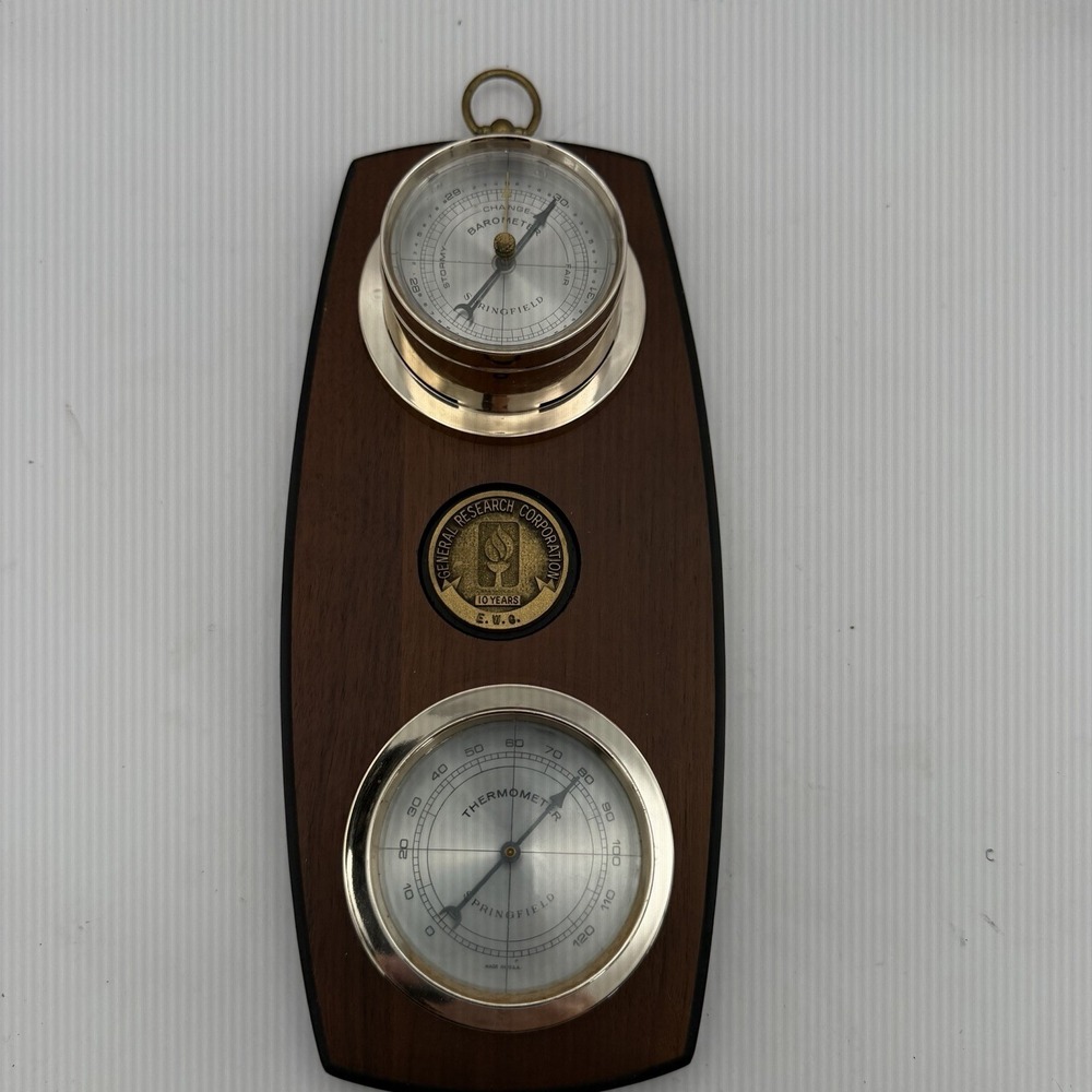 MCM Springfield Wall Barometer Thermometer General Research Corp 10 Year Plaque